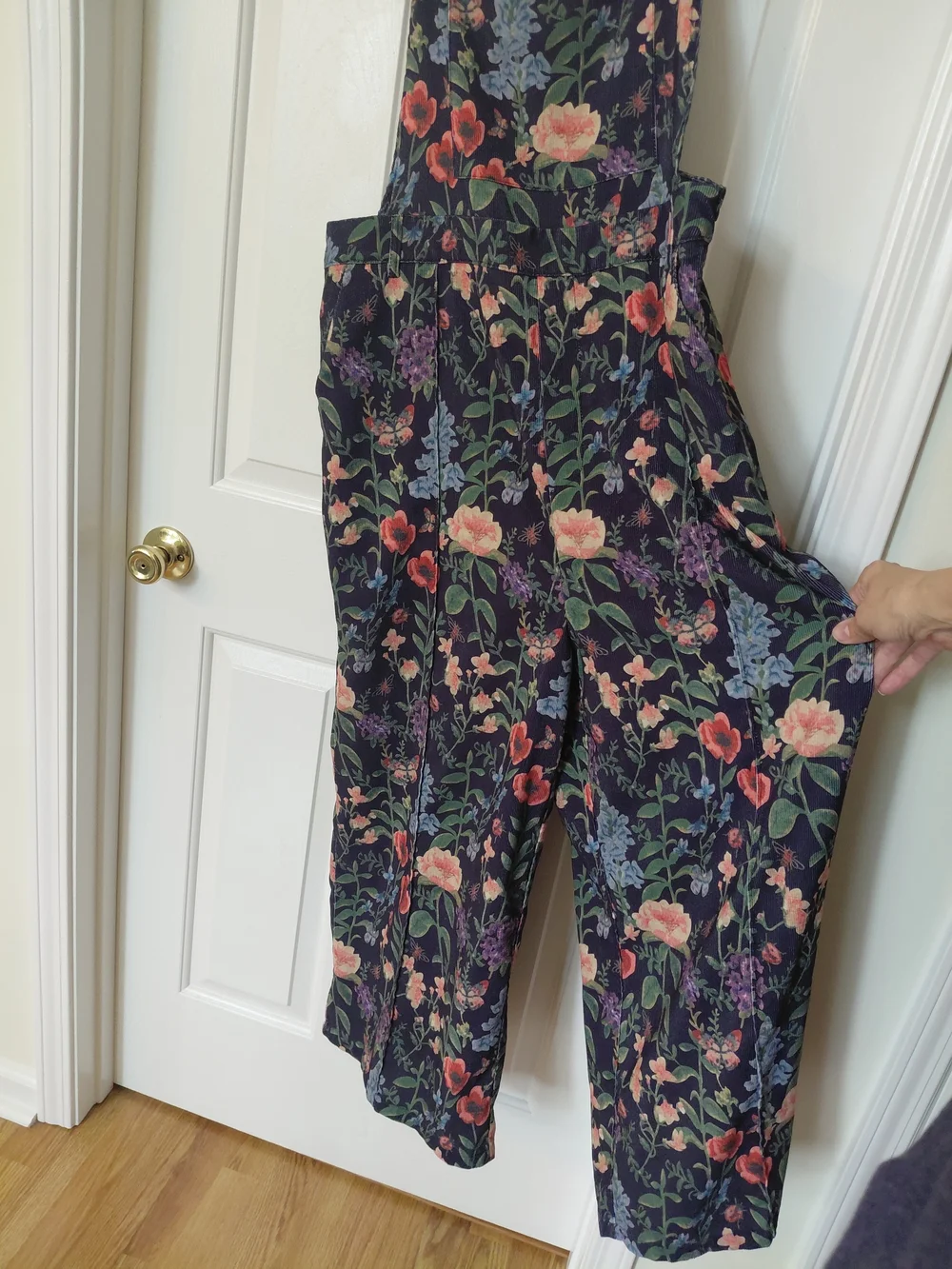 Cider Navy Floral Overalls with Multicolor Blooms - Picture 3 of 9